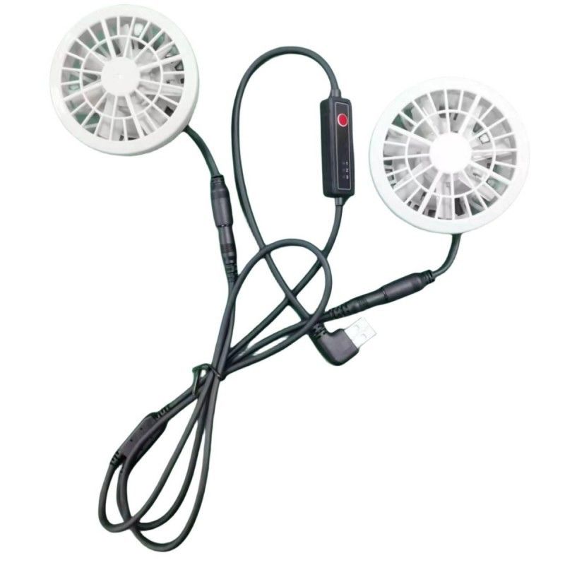Pakaian Pendinginan Musim Panas Ringan Fan Slim 25mm Dua kipas yang Terhubung Dengan Kabel Switch USB