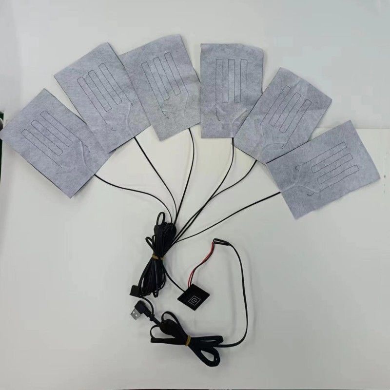 6-in-1 Custom Heating Pad Untuk Pakaian Setiap 10 X 15cm Hitam 5V USB Dengan Switch