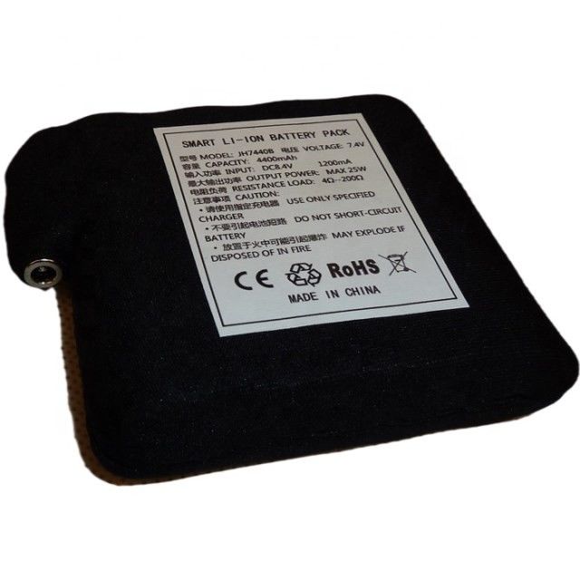 Baterai yang dibungkus kain hitam 7.4V 4400mAh 5200mAh 6400mAh 7000mAh Baterai untuk rompi pemanasan
