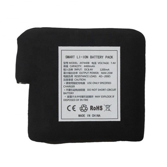 Baterai yang dibungkus kain hitam 7.4V 4400mAh 5200mAh 6400mAh 7000mAh Baterai untuk rompi pemanasan