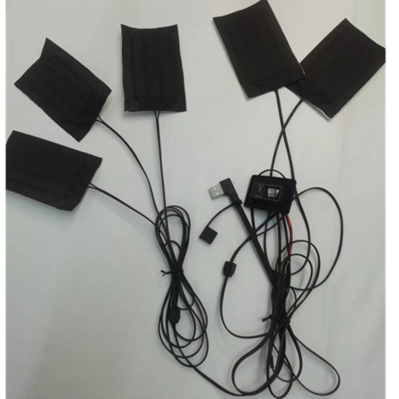Carbon Fiber Heating Pad 5pads 7x11cm Satu atau Dua Switch Button Untuk Pakaian
