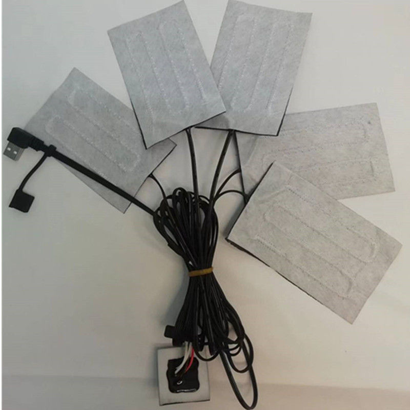 Carbon Fiber Heating Pad 5pads 7x11cm Satu atau Dua Switch Button Untuk Pakaian