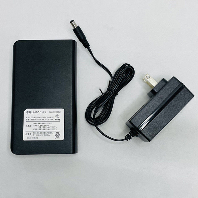 Baterai Powerbanks DC 4 Level Output Voltage 18V 15V 12V 9V Untuk kipas musim panas mantel