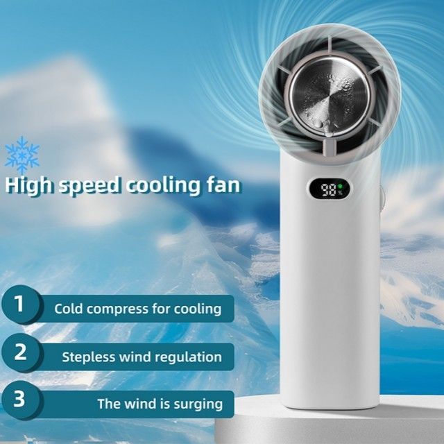 Kipas Pendingin Es Pengatur Kecepatan Tanpa Batas 13000 RPM Kipas Genggam Portabel Tanpa Baling-Baling 3600mAh