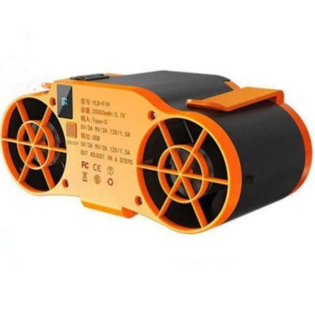 Kipas Pinggang Portabel Baterai 20000mAh dengan 6 Tingkat Kecepatan yang Dapat Disesuaikan dan Fungsi Power Bank