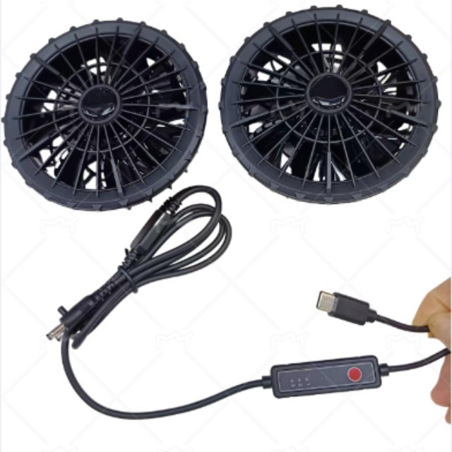 Kipas Pendingin Udara 5V 2pcs Di Dalam Kemeja Kipas Untuk Pekerja Di Luar Dengan Colokan Tipe C